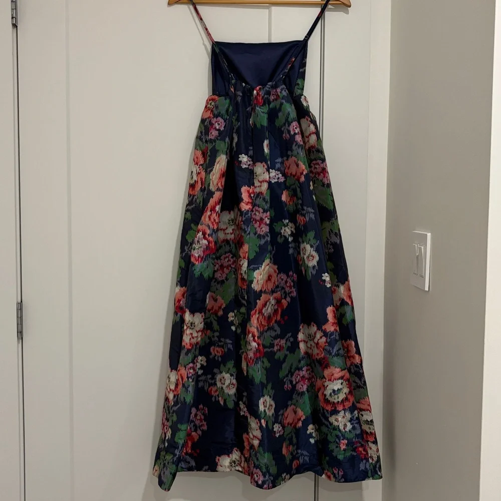 NWT Anthropologie BHLDN Sophia Apron-Top Jacquard Floral Midi Dress - size XS - Picture 2 of 8